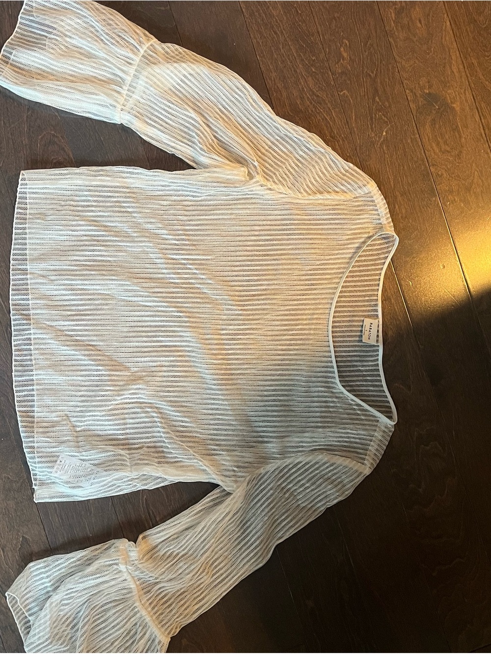 Babaton White Sheer Striped Knit Top